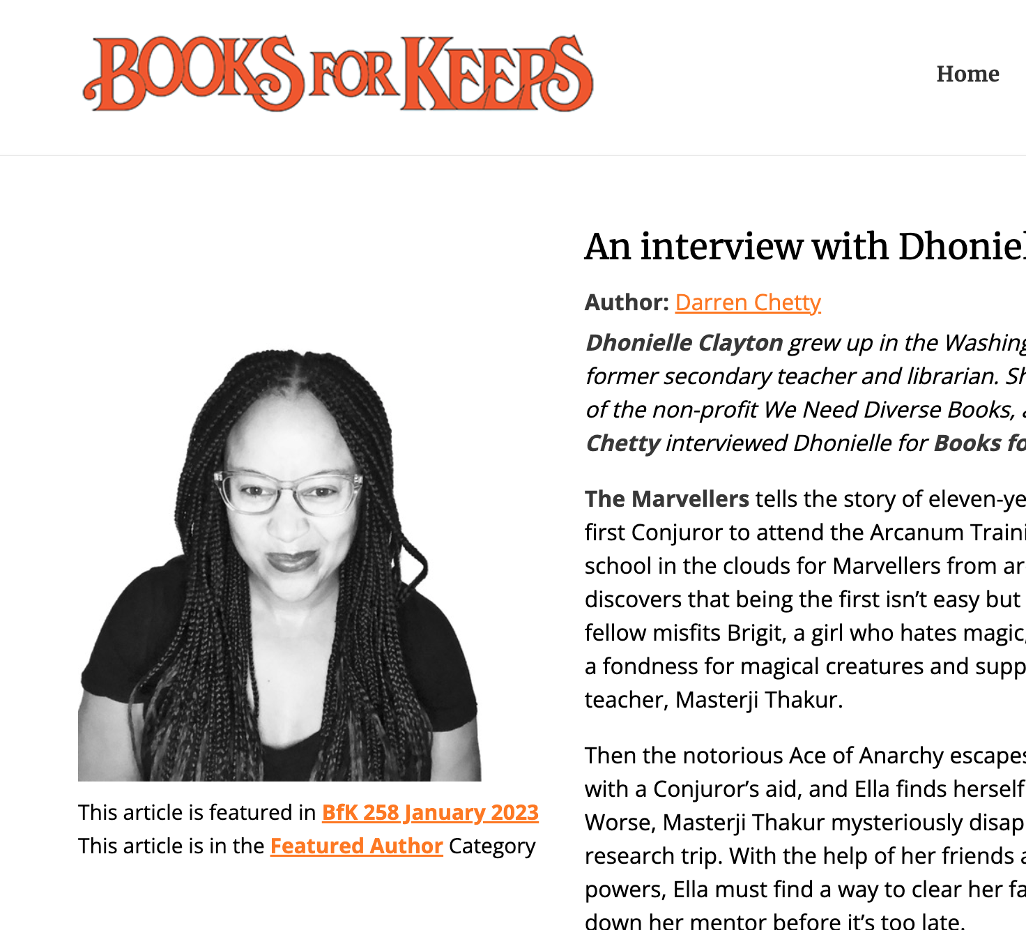 Books For Keeps: Interview with Dhonielle Clayton